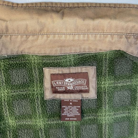 LEVI'S Flannel Fleece Lined WORK WEAR SHIRT! FADED BROWN Long Sleeve Sz XL - Picture 8 of 16